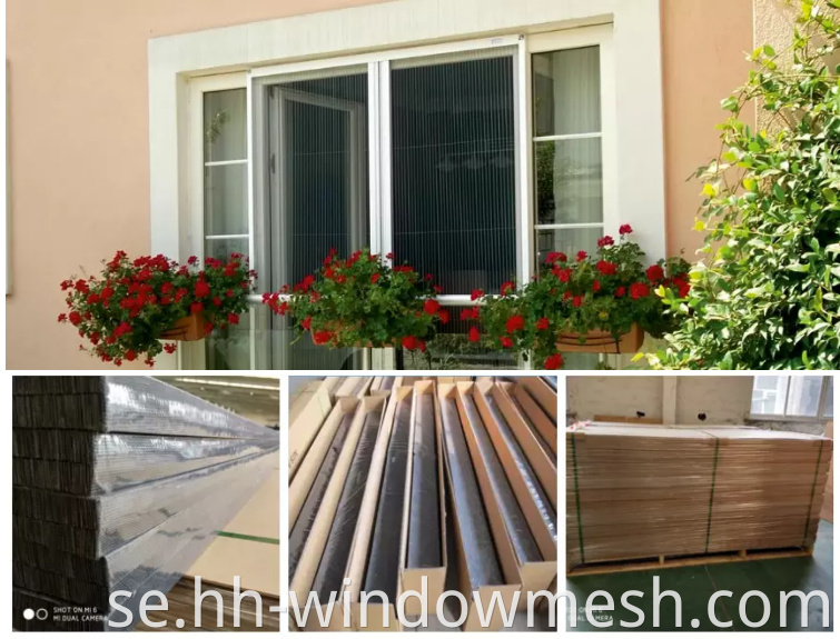 Plisse Window Mesh Polyester veckad insektsskärm för infällbara fönsterdörrar